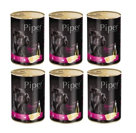 Piper z żołądkami wołowymi 6 x 400 g - mokra karma dla psów dorosłych ras dużych i średnich, 6 x 400g ZESTAW