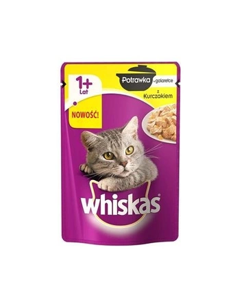 Whiskas ( 1 + lat) Potrawka w Galaretce z Kurczakiem 85 g - mokra karma dla kotów powyżej 1 roku życia potrawka w galaretce z kurczakiem 85g