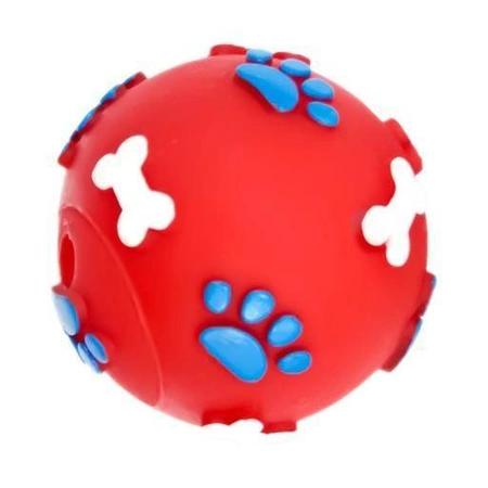 PET NOVA Piłka ze wzorem łapek i kości dla psa 6 cm czerwona
