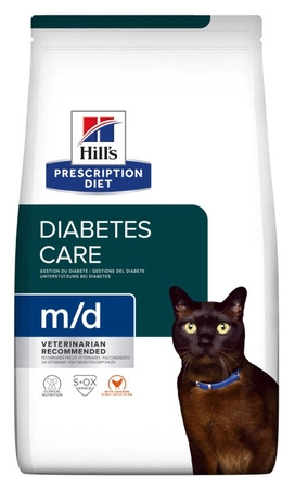 HILL'S Prescription Diet M/D Diabetes Feline With Chicken, 3 kg - sucha karma dla kotów z cukrzycą, 3 kg