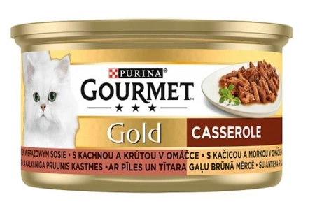 Gourmet Gold Casserole z kaczką i indykiem w sosie, 85 g - mokra karma dla kotów, 85g