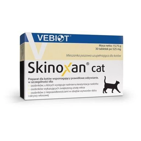 VEBIOT Skinoxan cat 30 tab. tabletki na skórę i sierść dla kota