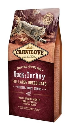Carnilove For Large Breed Cats Muscles, Bones Joints Duck & Turkey 6 kg - sucha karma dla kotów dużych ras z kaczką i indykiem 6kg