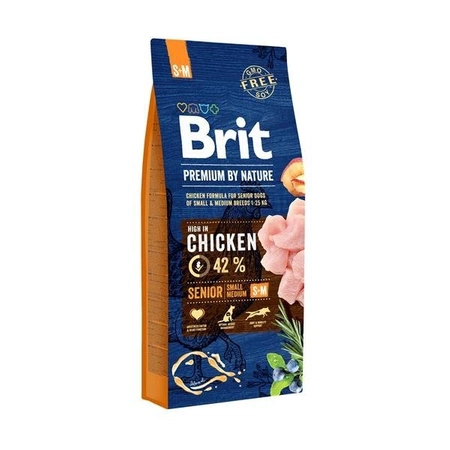 Brit Premium By Nature Senior Small/Medium Chicken 15 kg - sucha karma dla starszych psów rasy małej i średniej z kurczakiem 15kg