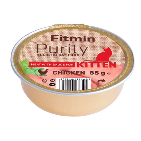 Fitmin Cat Purity alutray Kitten Chicken 85 g  - mokra karma dla młodych kotów wszystkich ras z kurczakiem 85g