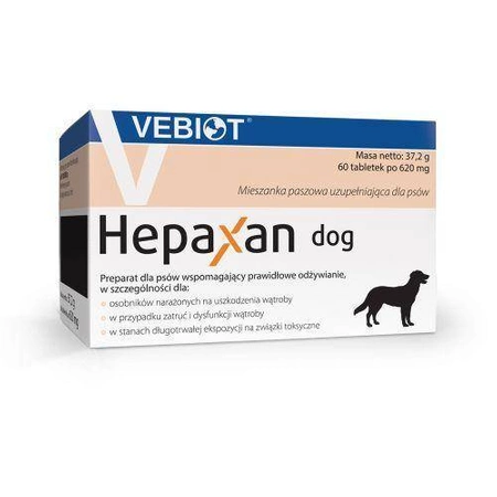 VEBIOT Hepaxan dog 60 tab. - Tabletki wspierające wątrobę dla psa 60 tab.