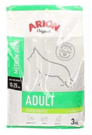Arion Original Adult Medium Bread Chicken & Rice 3 kg - sucha karma dla dorosłych psów ras średnich z kurczakiem i ryżem 3kg