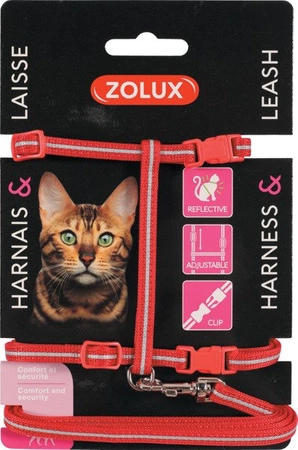 Zolux czerwony zestaw spacerowy dla kota
