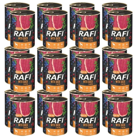 Rafi z kaczką, borówką i żurawiną - mokra karma dla psów dorosłych, 24 x 400g ZESTAW