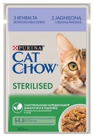 Purina CAT CHOW Sterilised Jagnięcina zielona fasolka w sosie 85 g- mokra karma dla kota 85g