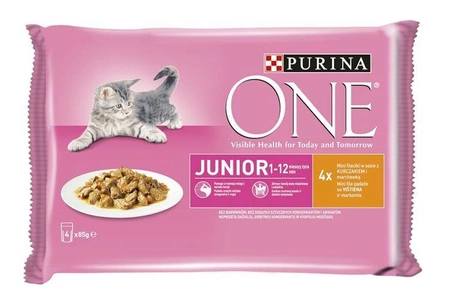 PURINA ONE JUNIOR Kurczak 4x85g - mokra karma dla kotów dorosłych, 4x85g