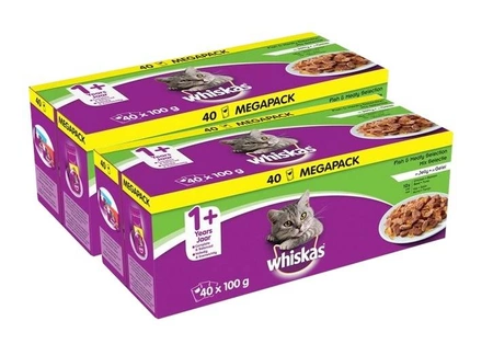 Whiskas mokra karma dla kota smaki rybne i tradycyjne 2 x (40x100g) ZESTAW
