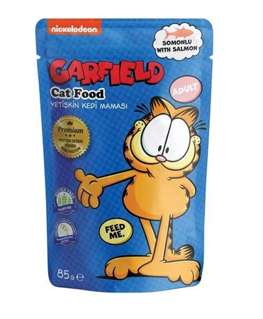 Garfield, saszetka dla dorosłych kotów z łososiem, 85g - mokra karma dla kotów dorosłych, 85 g