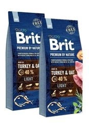 Brit Premium By Nature Light Turkey & Oat 2x 15 kg - sucha karma dla psów niskokaloryczna z indykiem i owsem 2x15kg