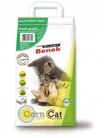 BENEK Super Corn cat 25 l - Żwirek kukurydziany Świeża trawa 25 l (uszkodzony)