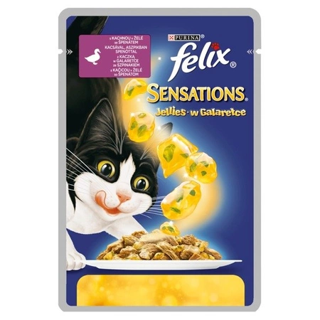 Felix Sensations Karma dla kotów z kaczką w galaretce ze szpinakiem 100 g