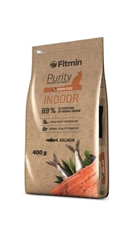Fitmin Purity Indoor Salmon 400 g - sucha karma dla kotów przebywających w domu z łososiem 400g