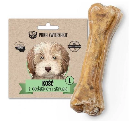 Paka Zwierzaka Kość z dodatkiem strusia L-13,5 cm 70g - przysmak dla psów dorosłych