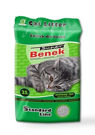Certech Super Benek Standard Line Green Forest 25 l -  gruboziarnisty żwirek dla kotów o zapachu zielonego lasu 25l