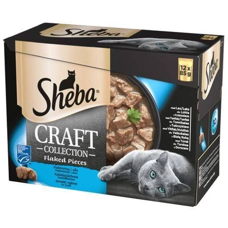 SHEBA Craft Collection Smaki Rybne, 48x85g -  mokra karma dla kotów w sosie (z łososiem, z tuńczykiem, z białą rybą, z dorszem),  48x85g