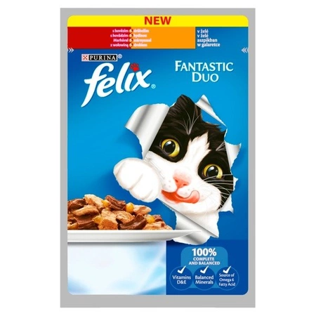 Felix Fantastic Duo Karma dla kotów z wołowiną i drobiem w galaretce 100 g