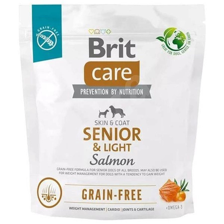 Brit care dog grain-free senior&light salmon 1kg - sucha karma dla psów starszych i z nadwagą, 1kg