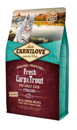 Carnilove Fresh For Adult Cats Sterilised Carp & Trout 2 kg - sucha karma dla dorosłych kotów sterylizowanych z karpiem i pstrągiem 2kg
