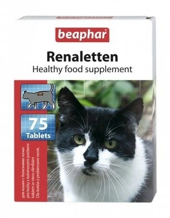 Beaphar Renaletten Healthy Food Supplement 75 tabl - przysmak witaminowy dla kotów z chorobami układu wydalniczego 75tabl