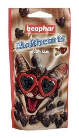 Beaphar Malthearts + 20% Malt 52.5 g - przysmak dla kotów z ekstraktem słodowym  52.5g