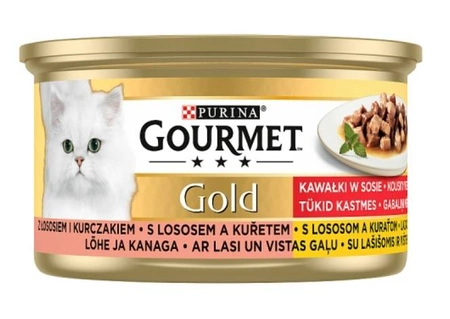Gourmet Gold z Łososiem i Kurczakiem 85 g - mokra karma dla kotów z łososiem i kurczakiem 85g
