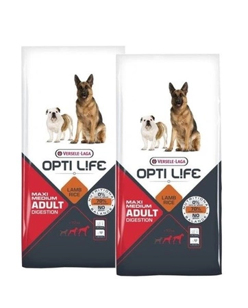 Versele Laga Opti Life Adult Digestion Medium&Maxi - sucha karma dla dorosłych psów średnich i dużych ras jagnięcina i ryż 2x 12,5kg