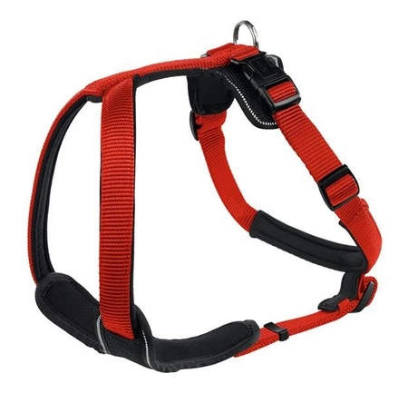 Hunter szelki harness neopren w kolorze czerwono-czarnym 60-76 cm, 20 mm