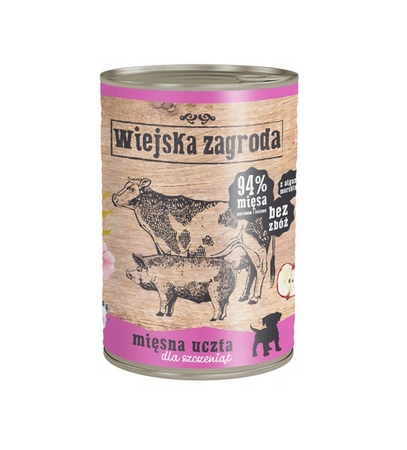 Wiejska Zagroda dla Szczeniąt Mięsna Uczta 400 g - mokra karma dla psów mięsny mix 400g