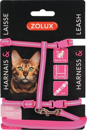 Zolux różowy zestaw spacerowy dla kota