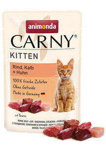 ANIMONDA Carny Kitten wołowina cielęcina kurczak 85 g Mokra karma dla kociąt