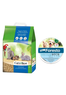 JRS Cat'S Best Universal 20 l (11 kg) + BAYER FORESTO Obroża dla kota i psa przeciw kleszczom i pchłom poniżej 8 kg