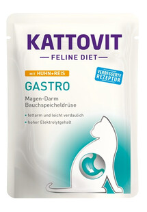 KATTOVIT Feline Diet Gastro Kurczak z ryżem 85 g Dietetyczna karma dla kotów z problemami żołądkowo-jelitowymi