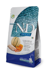 N&D Ocean Cat Kitten cod, shrimp, pumpkin & cantaloupe melon 50 gr dorsz, krewetki, dynia i melon kanatlupa dla kociąt