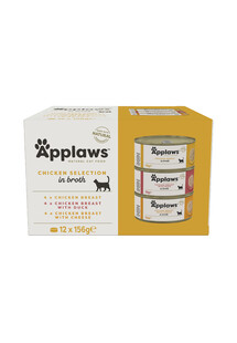 Applaws Cat Tin 12x156g Chicken Selection Broth Multipack