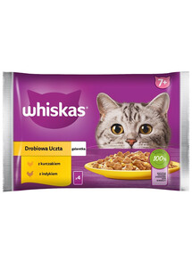 Senior saszetka 85g Drobiowa Uczta mokra karma dla starszych kotów w galaretce z: kurczakiem, indykiem
