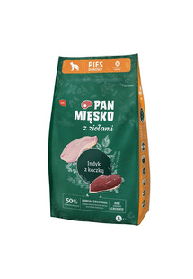 PAN MIĘSKO sucha karma z ziołami Indyk z kaczką M 3 kg dla ras średnich