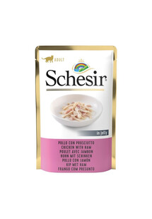 SCHESIR Jelly Adult Chicken Fillets and Ham filety z kurczaka z szynką w galaretce dla kotów 85g