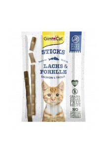 GIMCAT Salmon and Trout Sticks 4 szt. przysmaki z łososiem i pstrągiem dla kotów
