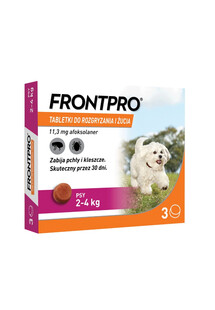 FRONTPRO 2-4 kg S 3 tabletki na kleszcze i pchły do żucia dla psów