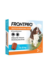 FRONTPRO >10-25 kg L 3 tabletki na kleszcze i pchły do żucia dla psów