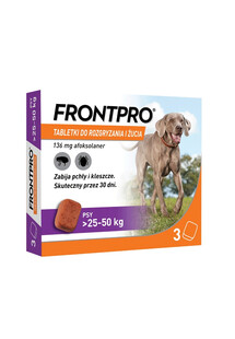 >25-50 kg XL 3 tabletki na kleszcze i pchły do żucia dla psów