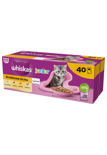 WHISKAS Junior Drobiowa Uczta w galaretce 40x85g z kurczakiem, kaczką, drobiem i indykiem dla kociąt