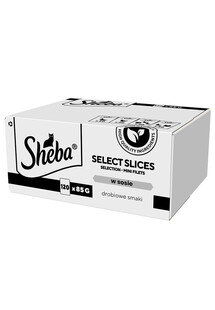 SHEBA Selection Select Slices Drobiowe Smaki w sosie 120x85 g z kaczką, kurczakiem, drobiem, kaczką i indykiem dla kotów