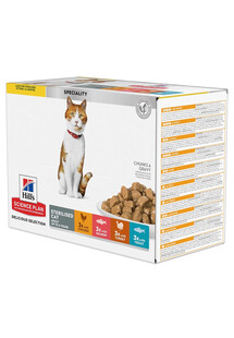 HILL'S Science Plan Feline Young Adult Sterilised Cat Multipack 12x85 g kurczak, pstrąg, tuńczyk, łosoś