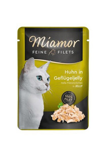 MIAMOR Feline Filets 100 g - Mokra karma dla kotów, Kurczak i drób w galaretce 100 g